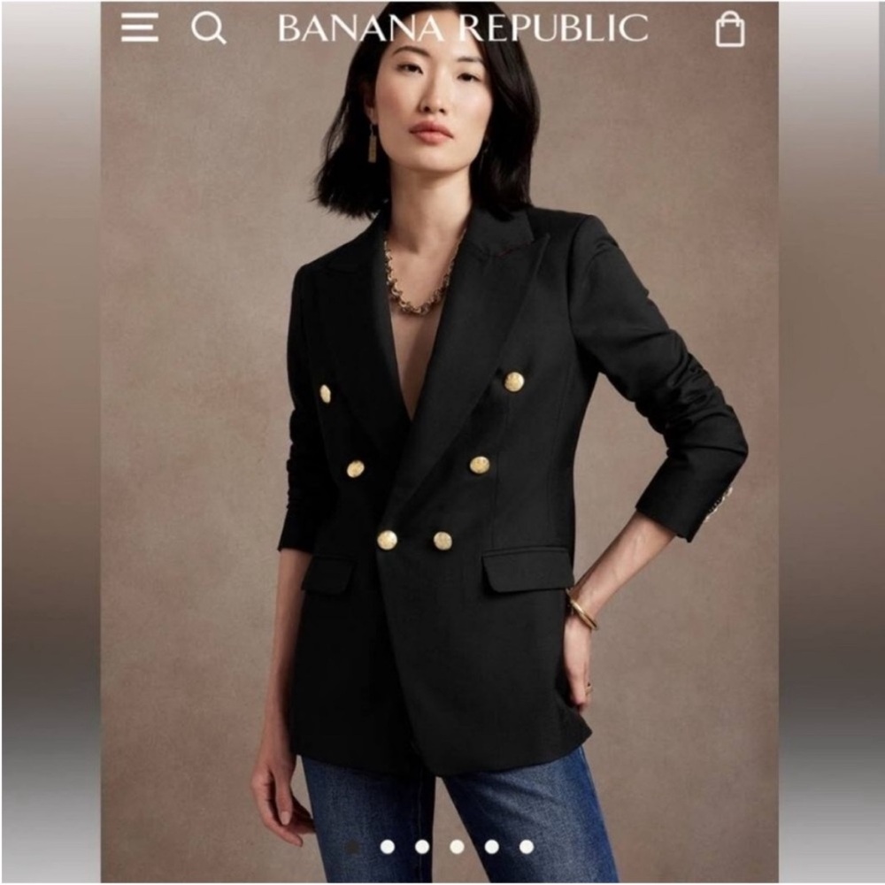 Banana‎ Republic Captain’s Blazer Double-Breasted Gold Crest Button Wool Blend